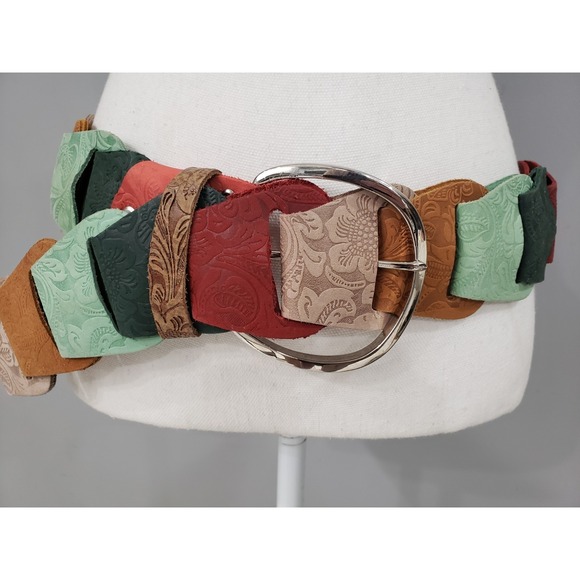 Vintage‎ suede leather belt colorful rainbow 70s statement fairycore hippie boho - Picture 4 of 7